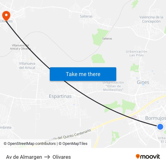 Av de Almargen to Olivares map