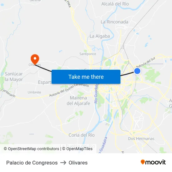 Palacio de Congresos to Olivares map