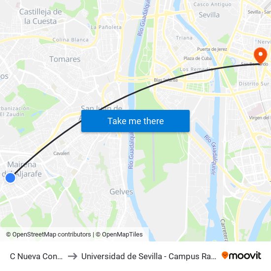 C Nueva Confiteria to Universidad de Sevilla - Campus Ramón y Cajal map