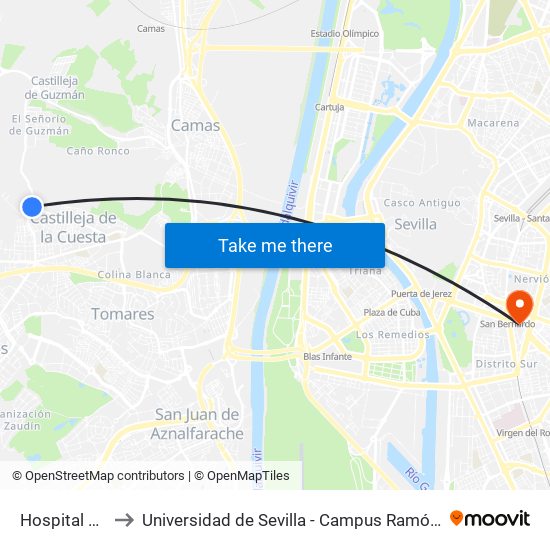 Hospital Nisa to Universidad de Sevilla - Campus Ramón y Cajal map