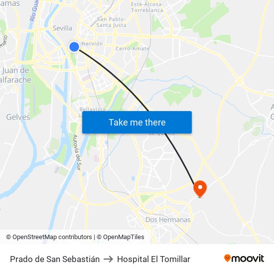 Prado de San Sebastián to Hospital El Tomillar map