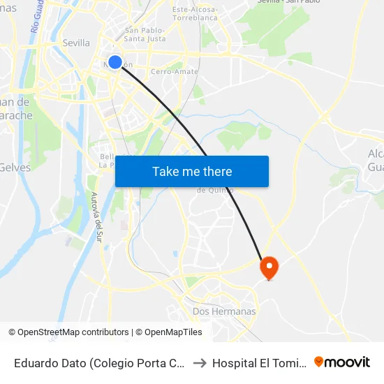 Eduardo Dato (Colegio Porta Coeli) to Hospital El Tomillar map