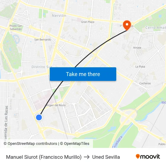 Manuel Siurot (Francisco Murillo) to Uned Sevilla map