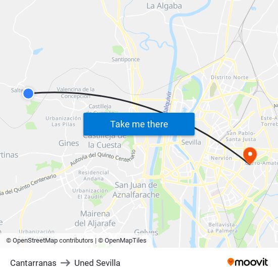 Cantarranas to Uned Sevilla map