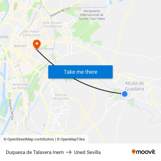 Duquesa de Talavera Inem to Uned Sevilla map