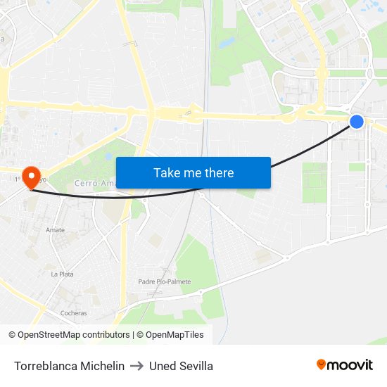 Torreblanca Michelin to Uned Sevilla map