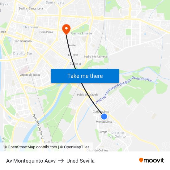 Av Montequinto Aavv to Uned Sevilla map