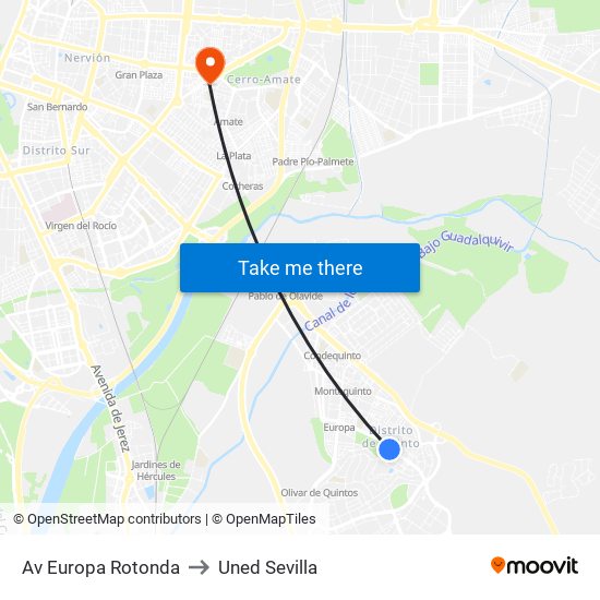 Av Europa Rotonda to Uned Sevilla map