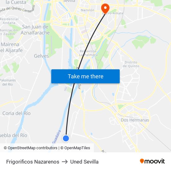 Frigorificos Nazarenos to Uned Sevilla map