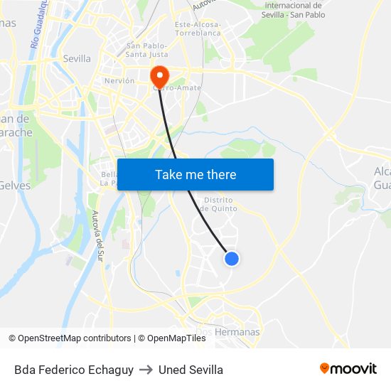 Bda Federico Echaguy to Uned Sevilla map