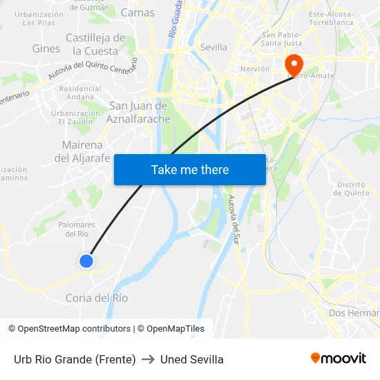 Urb Rio Grande (Frente) to Uned Sevilla map
