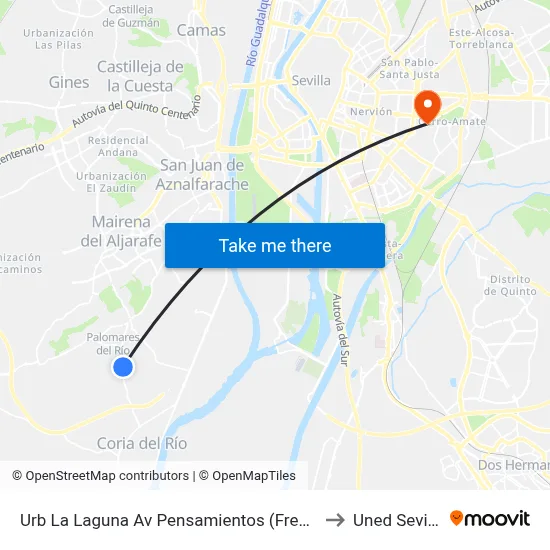 Urb La Laguna Av Pensamientos (Frente) to Uned Sevilla map