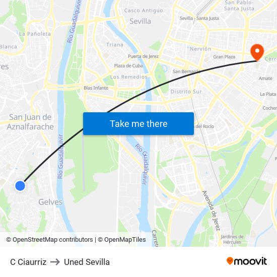 C Ciaurriz to Uned Sevilla map
