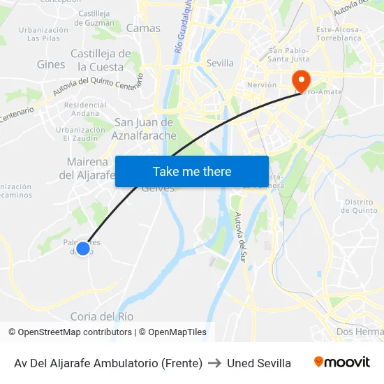 Av Del Aljarafe Ambulatorio (Frente) to Uned Sevilla map