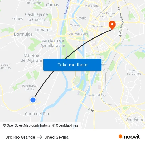 Urb Rio Grande to Uned Sevilla map
