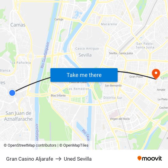 Gran Casino Aljarafe to Uned Sevilla map