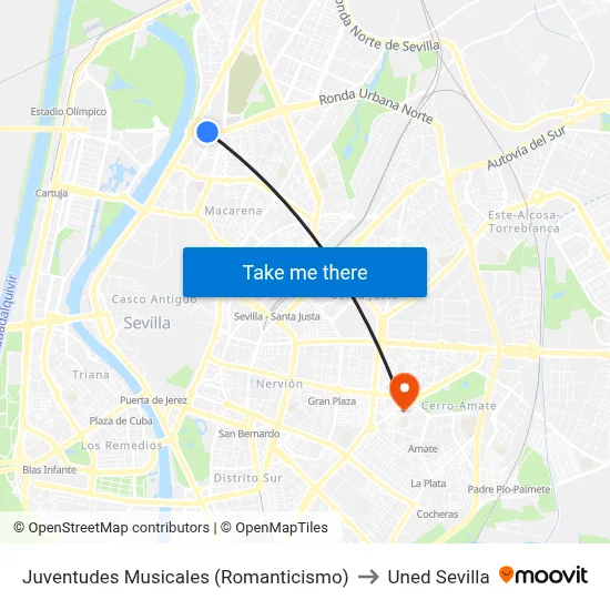 Juventudes Musicales (Romanticismo) to Uned Sevilla map