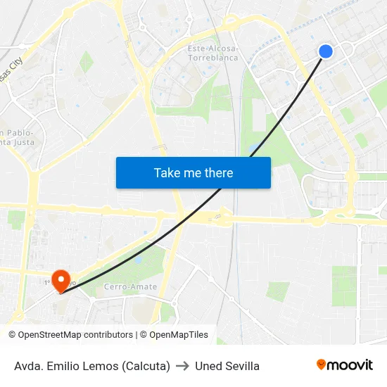 Avda. Emilio Lemos (Calcuta) to Uned Sevilla map