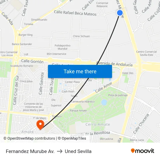 Fernandez Murube  Av. to Uned Sevilla map