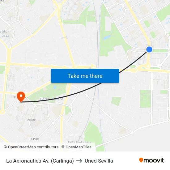 La Aeronautica  Av. (Carlinga) to Uned Sevilla map