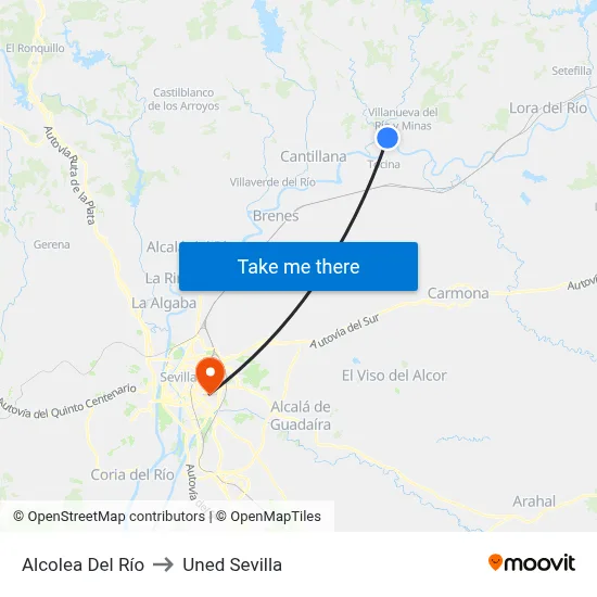 Alcolea Del Río to Uned Sevilla map