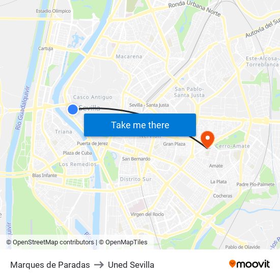 Marques de Paradas to Uned Sevilla map