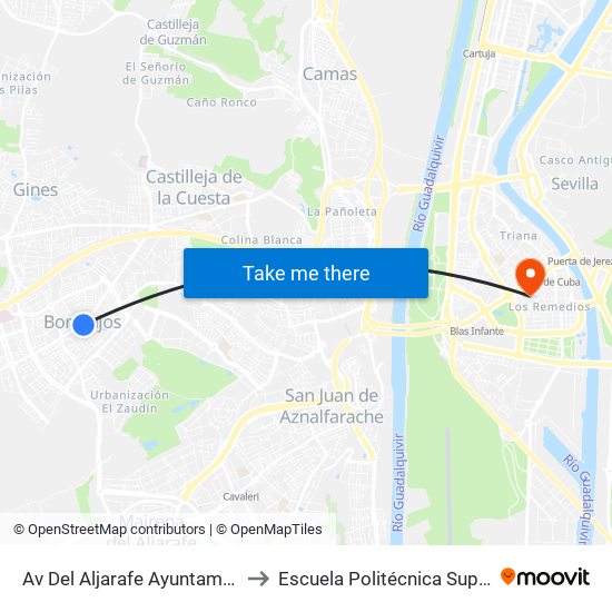 Av Del Aljarafe Ayuntamiento to Escuela Politécnica Superior map