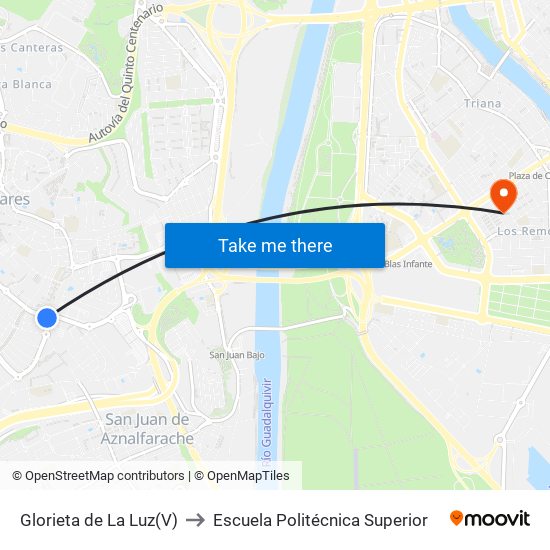 Glorieta de La Luz(V) to Escuela Politécnica Superior map