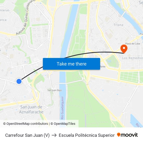 Carrefour San Juan (V) to Escuela Politécnica Superior map