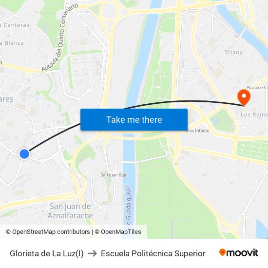 Glorieta de La Luz(I) to Escuela Politécnica Superior map