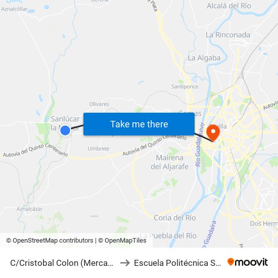 C/Cristobal Colon (Mercadona)(I) to Escuela Politécnica Superior map