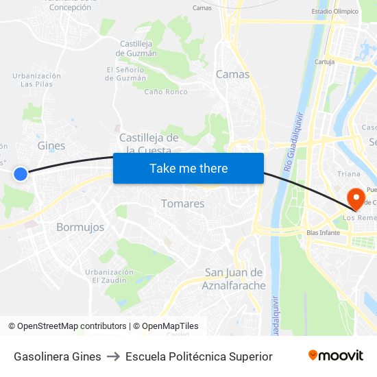 Gasolinera Gines to Escuela Politécnica Superior map