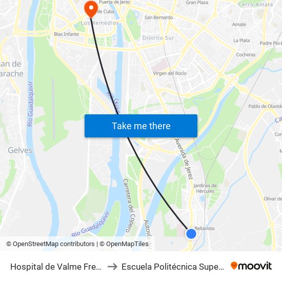Hospital de Valme Frente to Escuela Politécnica Superior map