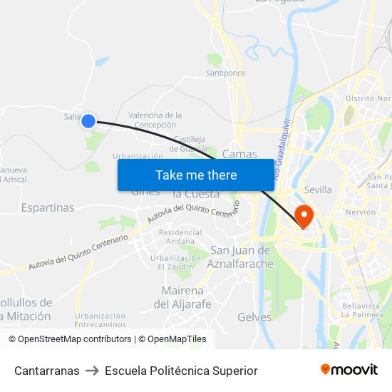 Cantarranas to Escuela Politécnica Superior map