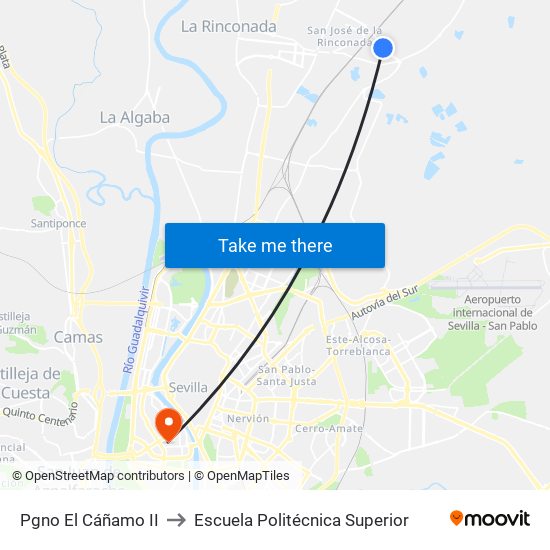 Pgno El Cáñamo II to Escuela Politécnica Superior map