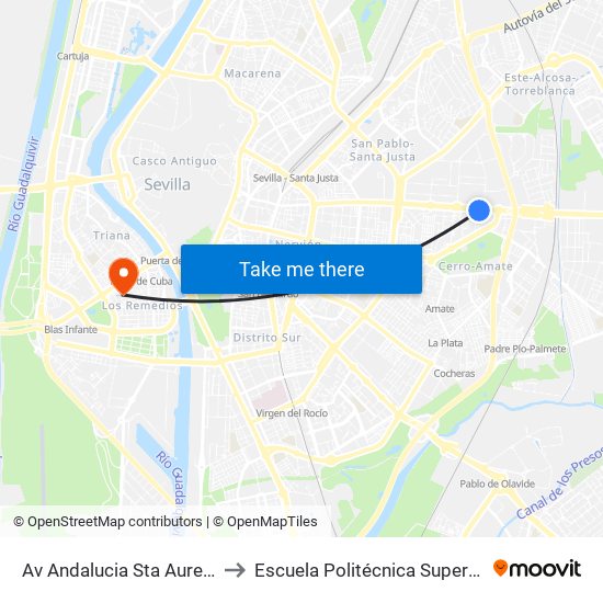 Av Andalucia Sta Aurelia to Escuela Politécnica Superior map