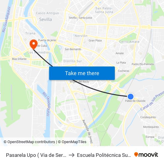 Pasarela Upo ( Via de Servicio ) to Escuela Politécnica Superior map