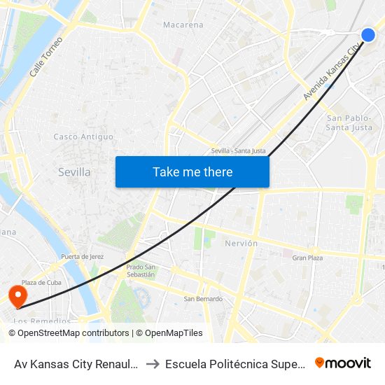 Av Kansas City Renault(I) to Escuela Politécnica Superior map