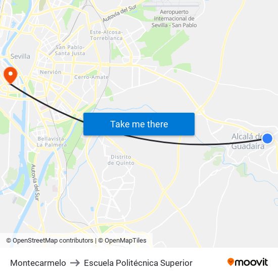 Montecarmelo to Escuela Politécnica Superior map