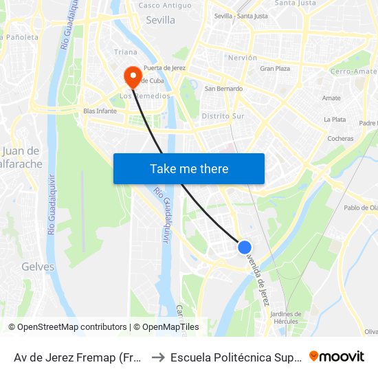 Av de Jerez Fremap (Frente) to Escuela Politécnica Superior map