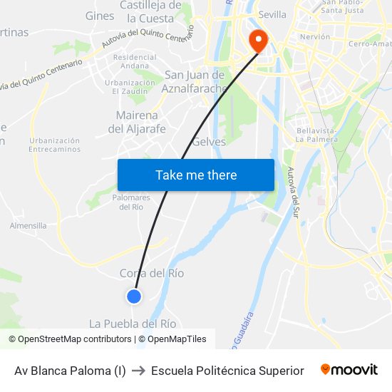 Av Blanca Paloma (I) to Escuela Politécnica Superior map