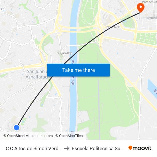 C C Altos de Simon Verde (V) to Escuela Politécnica Superior map