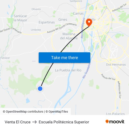 Venta El Cruce to Escuela Politécnica Superior map