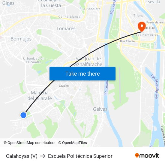 Calahoyas (V) to Escuela Politécnica Superior map