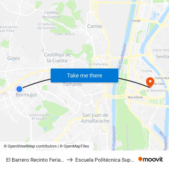 El Barrero Recinto Ferial (V) to Escuela Politécnica Superior map