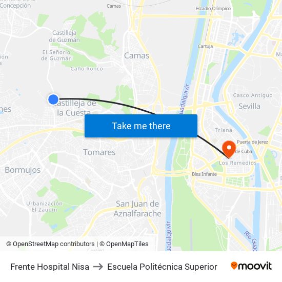 Frente Hospital Nisa to Escuela Politécnica Superior map