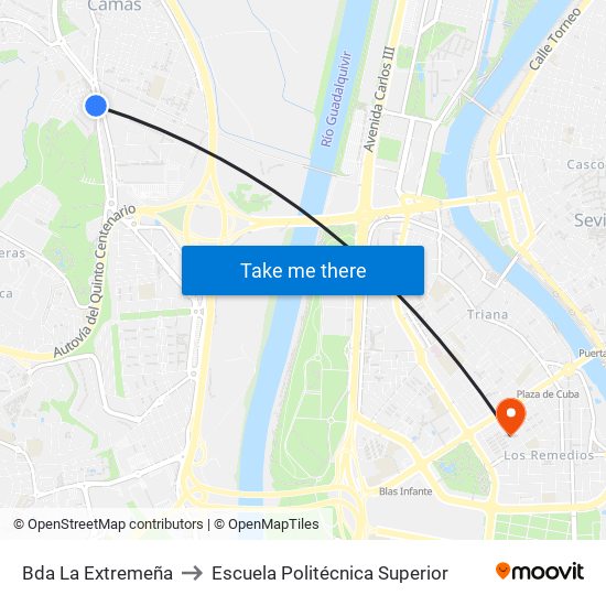 Bda La Extremeña to Escuela Politécnica Superior map