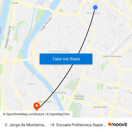 C. Jorge de Montemayor to Escuela Politécnica Superior map