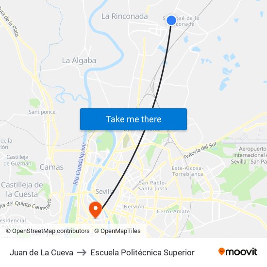Juan de La Cueva to Escuela Politécnica Superior map
