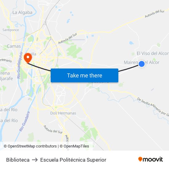 Biblioteca to Escuela Politécnica Superior map